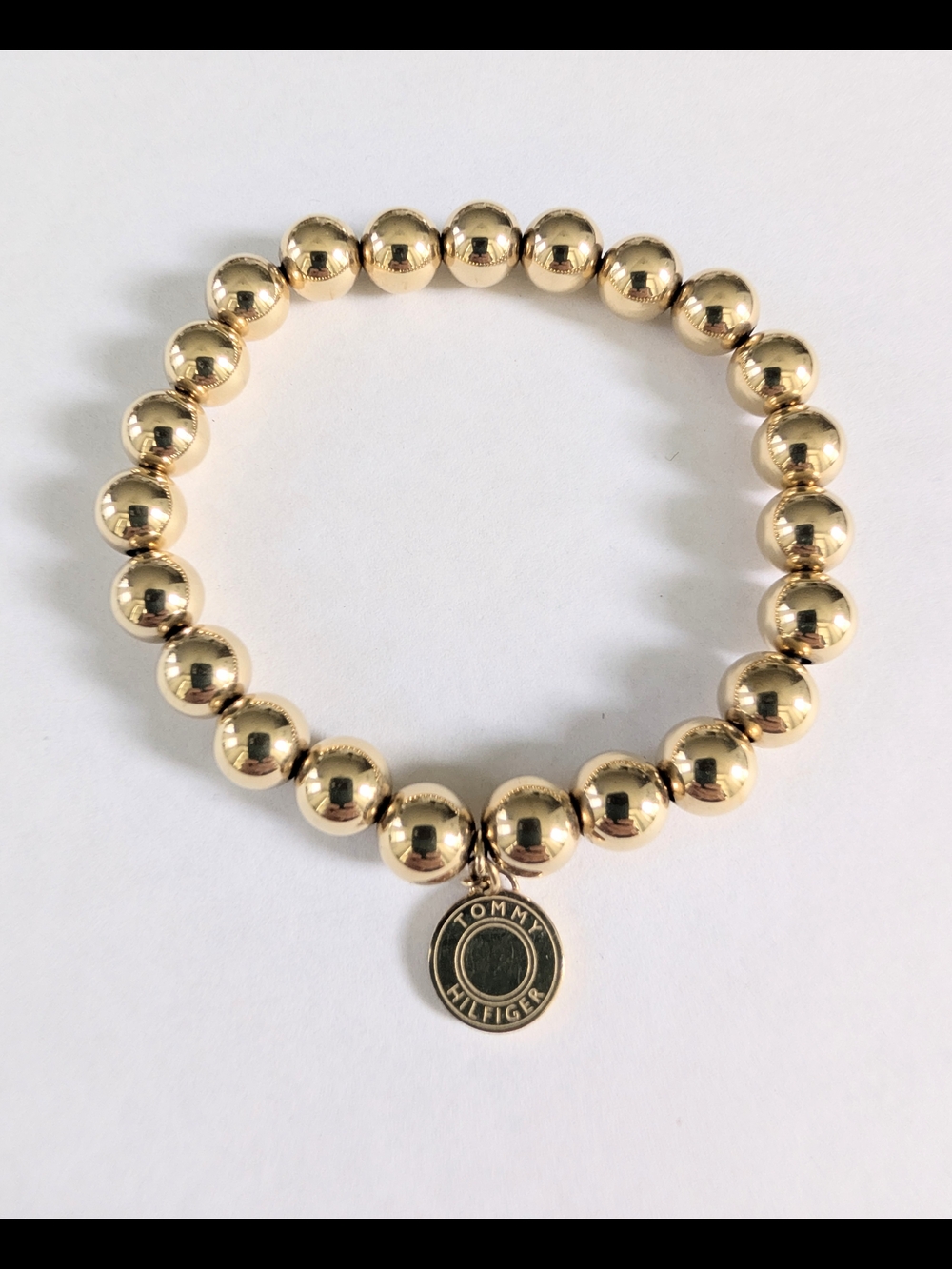 Tommy Hilfiger Gold Beaded Logo Charm Bracelet